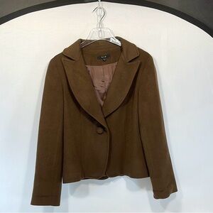 Vintage S & D Chocolate Brown Lined virgin Wool One Button Womens L  Blazer USA